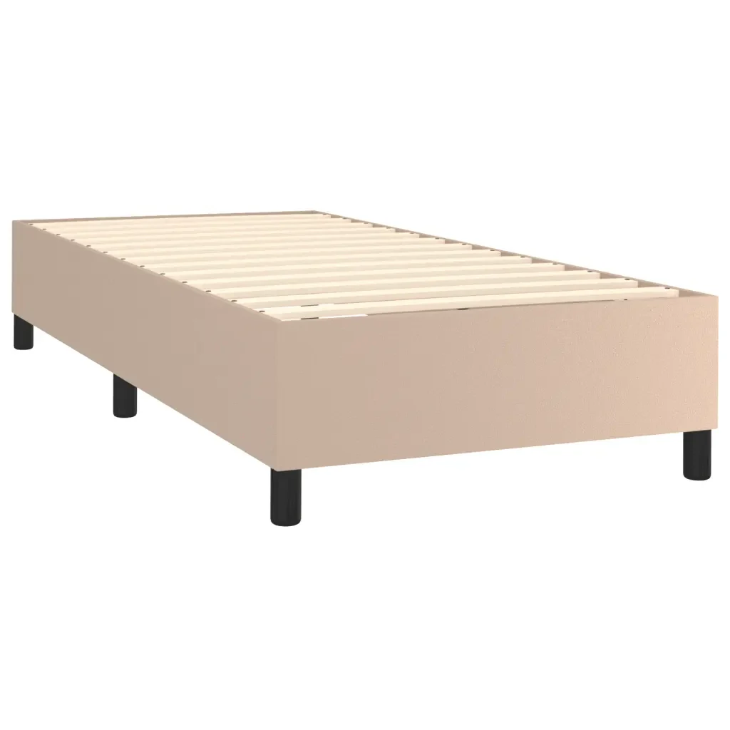 Letto singolo | Letto per adulti | Giroletto Molle Materasso e LED Cappuccino 90x190 cm Similpelle - Image 5