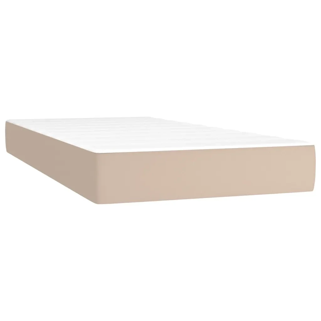 Letto singolo | Letto per adulti | Giroletto Molle Materasso e LED Cappuccino 90x190 cm Similpelle - Image 6