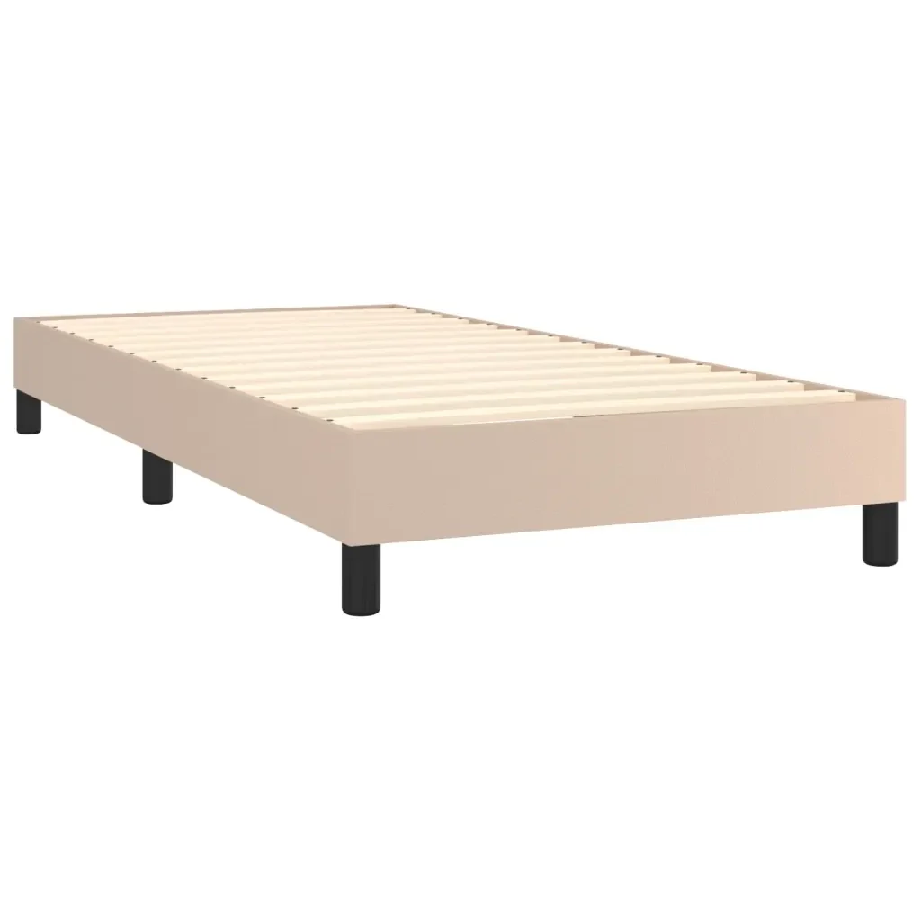 Letto singolo | Letto per adulti | Giroletto Molle Materasso e LED Cappuccino 90x200 cm Similpelle - Image 5