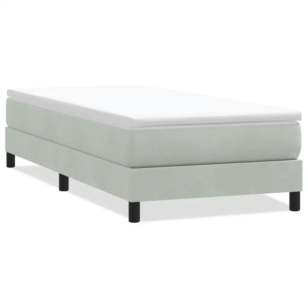 Letto singolo | Letto per adulti | Giroletto Molle senza Materasso Grigio Chiaro 90x210 cm Velluto