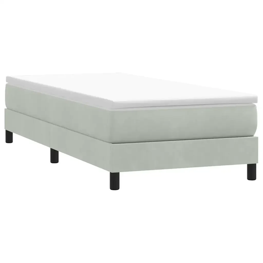 Letto singolo | Letto per adulti | Giroletto Molle senza Materasso Grigio Chiaro 90x210 cm Velluto - Image 2