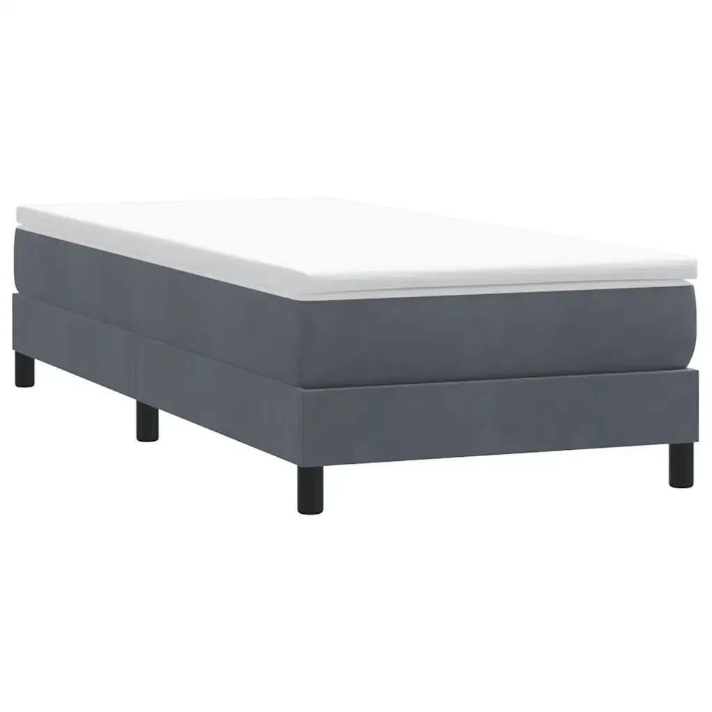 Letto singolo | Letto per adulti | Giroletto Molle senza Materasso Grigio Scuro 100x210 cm Velluto - Image 2