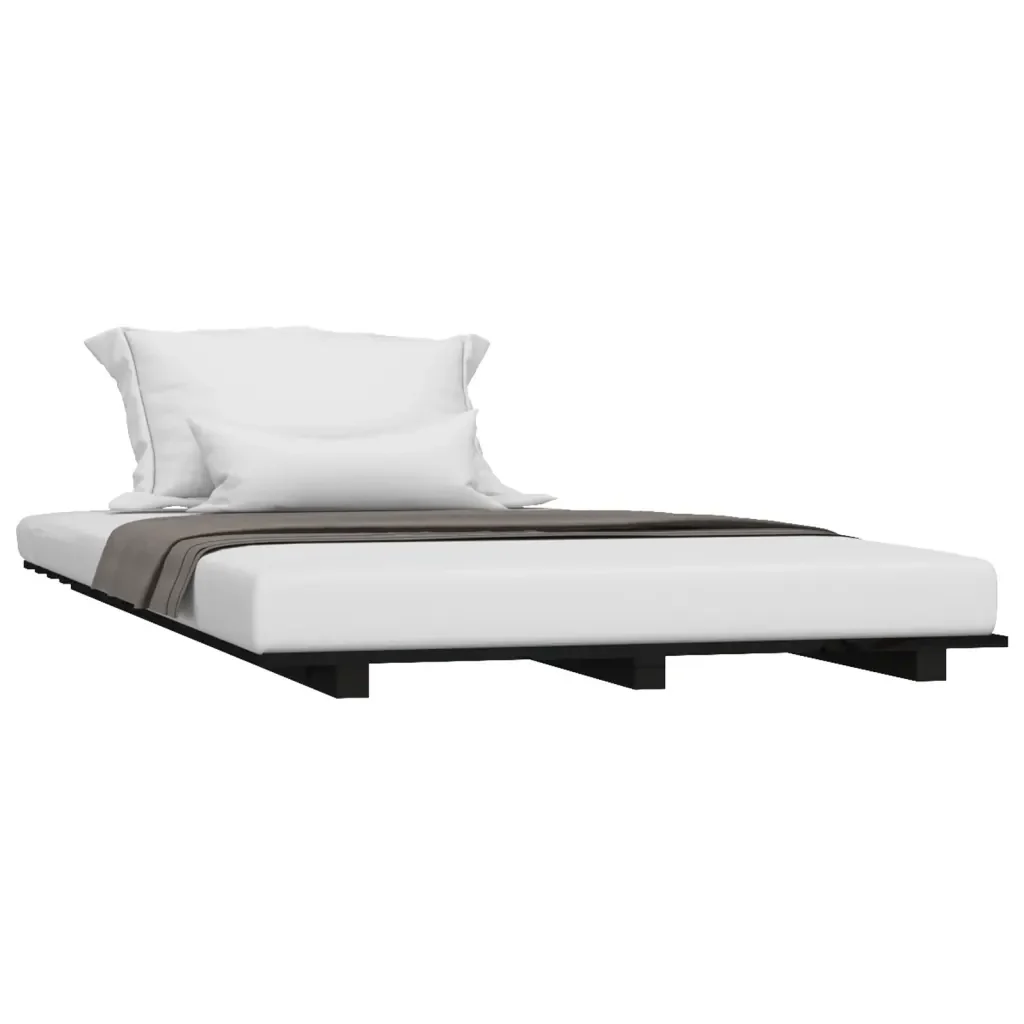 Letto singolo | Letto per adulti | Giroletto Nero 100x200 cm in Legno Massello di Pino - Image 3