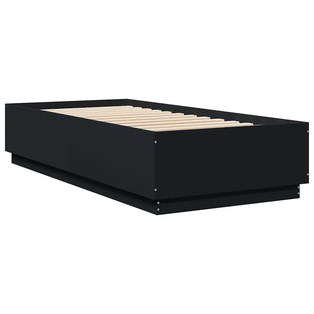 Letto singolo | Letto per adulti | Giroletto Nero 100x200 cm in Legno Multistrato - Image 6