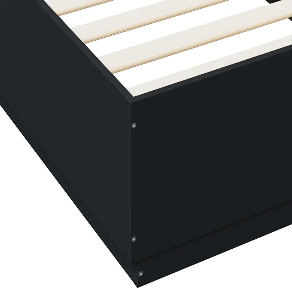 Letto singolo | Letto per adulti | Giroletto Nero 100x200 cm in Legno Multistrato - Image 7