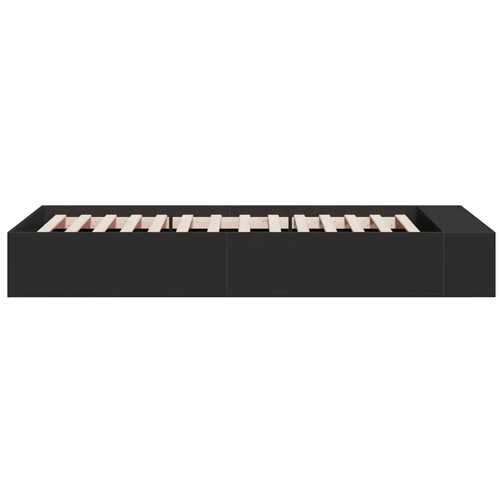 Letto singolo | Letto per adulti | Giroletto Nero 100x200 cm in Legno Multistrato - Image 5