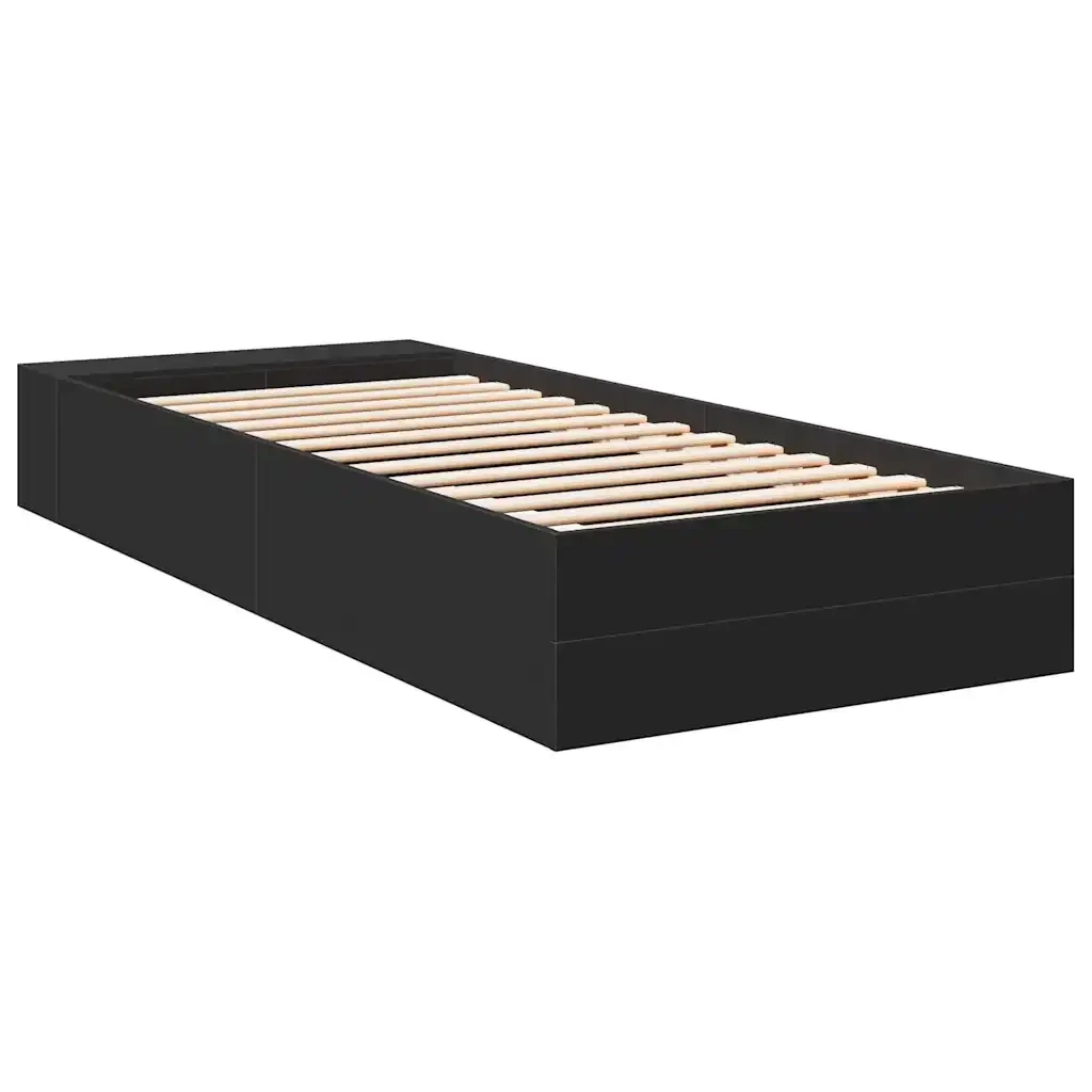 Letto singolo | Letto per adulti | Giroletto Nero 100x200 cm in Legno Multistrato - Image 6