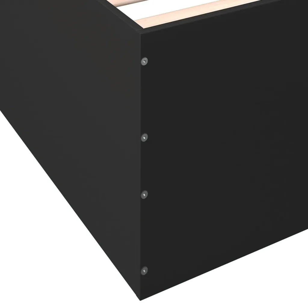 Letto singolo | Letto per adulti | Giroletto Nero 100x200 cm in Legno Multistrato - Image 8