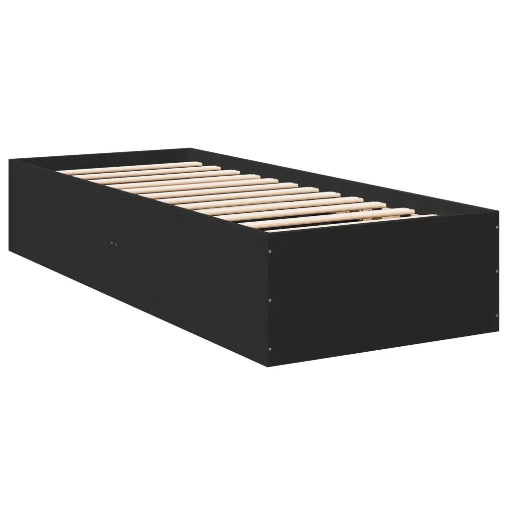Letto singolo | Letto per adulti | Giroletto Nero 100x200 cm in Legno Multistrato - Image 3