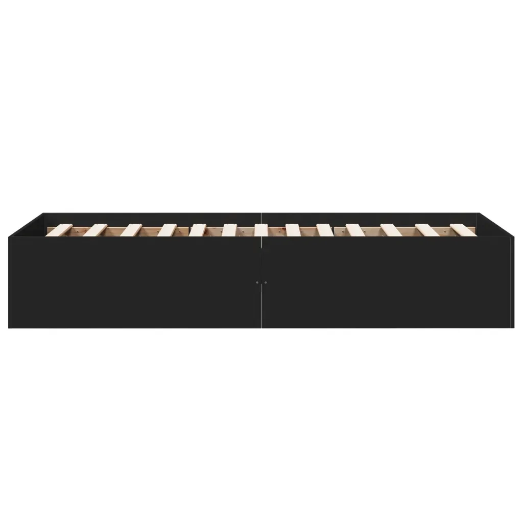 Letto singolo | Letto per adulti | Giroletto Nero 100x200 cm in Legno Multistrato - Image 5