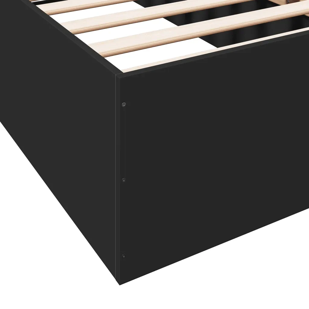 Letto singolo | Letto per adulti | Giroletto Nero 100x200 cm in Legno Multistrato - Image 7