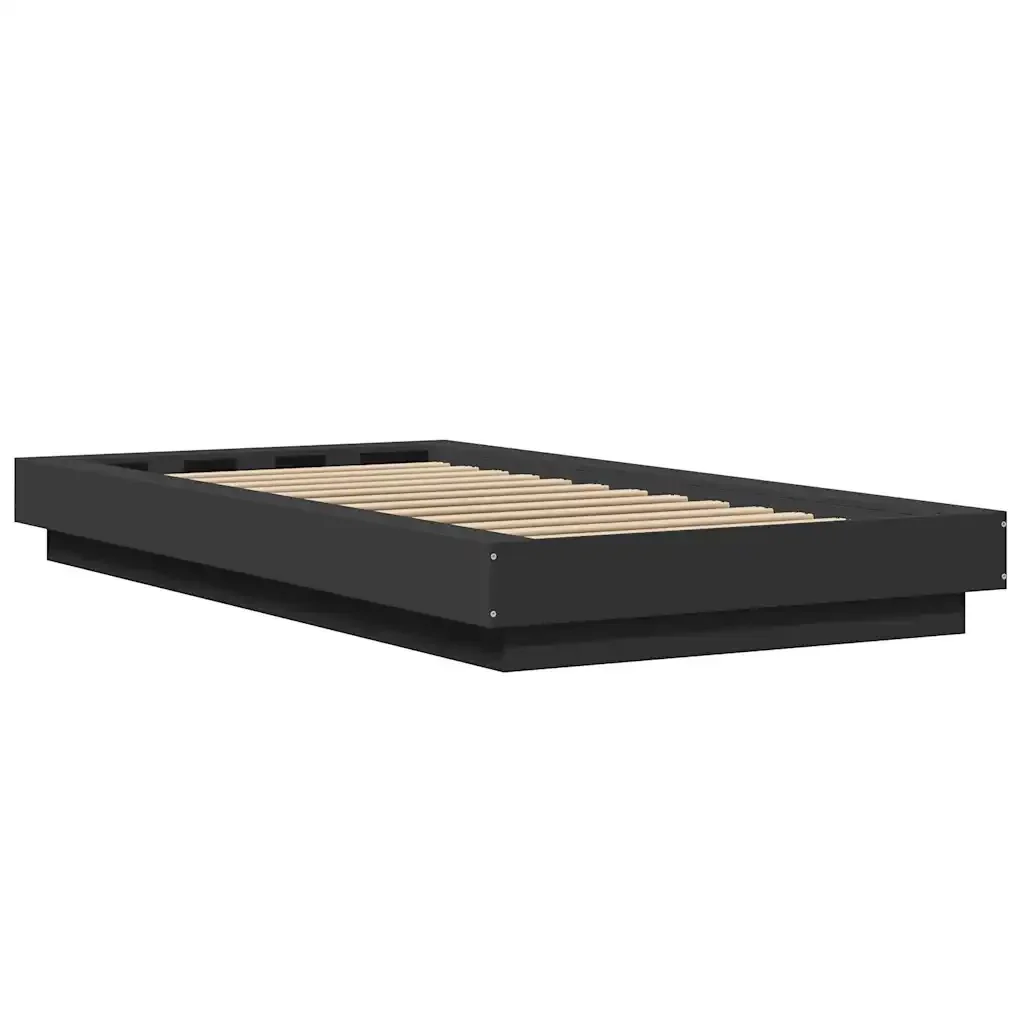 Letto singolo | Letto per adulti | Giroletto Nero 100x200 cm in Legno Multistrato - Image 6