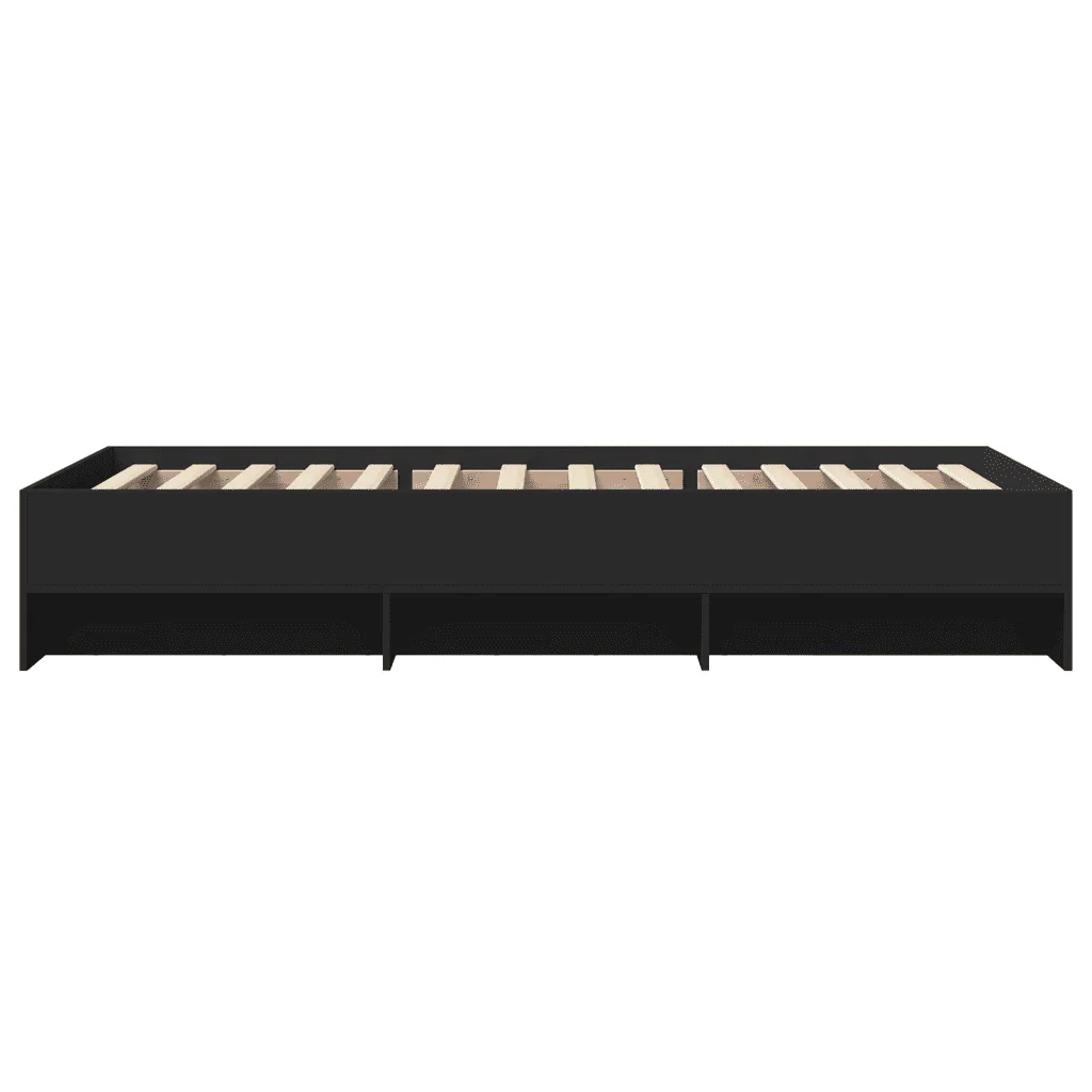 Letto singolo | Letto per adulti | Giroletto Nero 100x200 cm in Legno Multistrato - Image 6