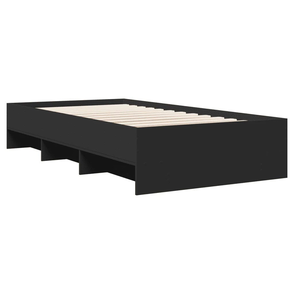 Letto singolo | Letto per adulti | Giroletto Nero 100x200 cm in Legno Multistrato - Image 7
