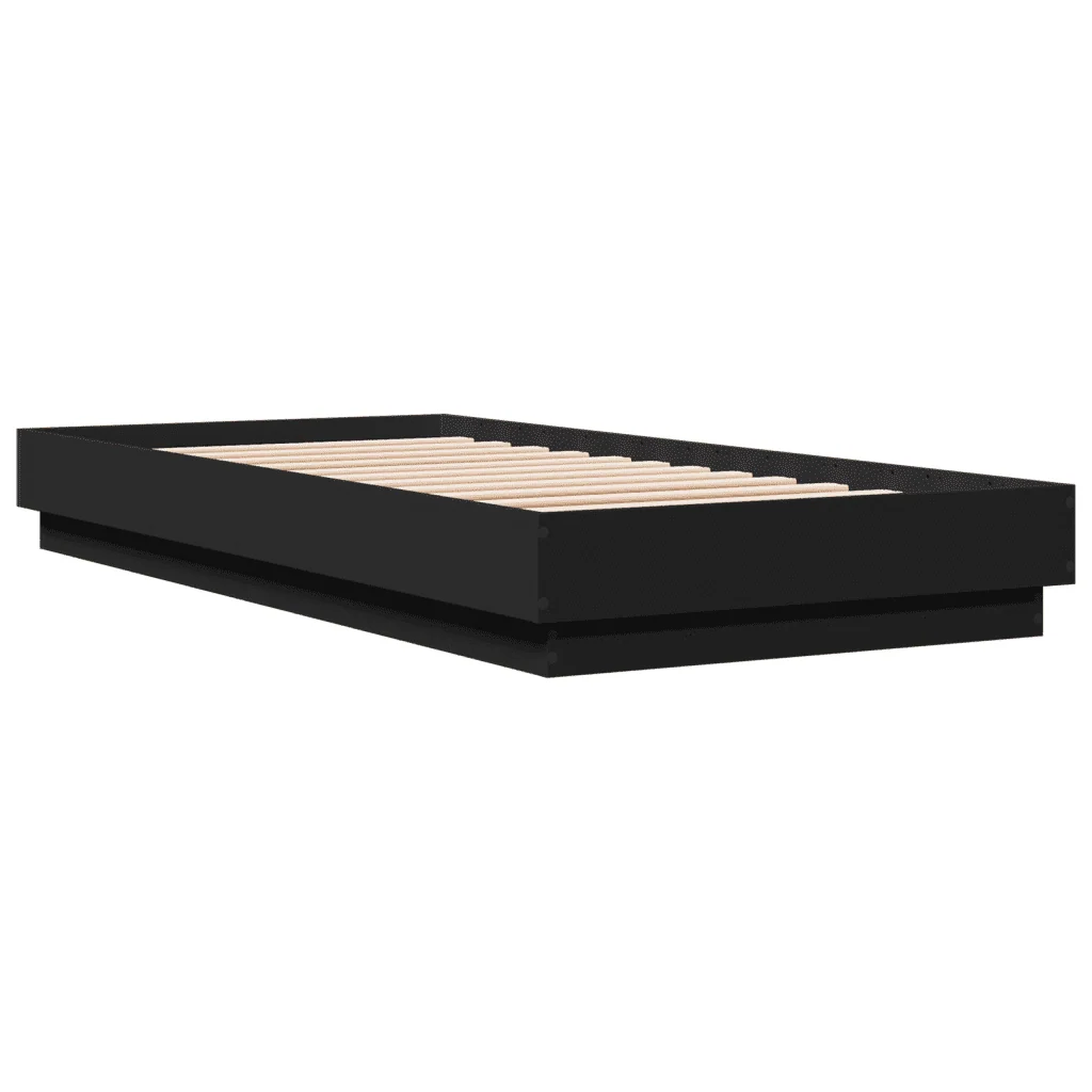 Letto singolo | Letto per adulti | Giroletto Nero 100x200 cm in Legno Multistrato - Image 4