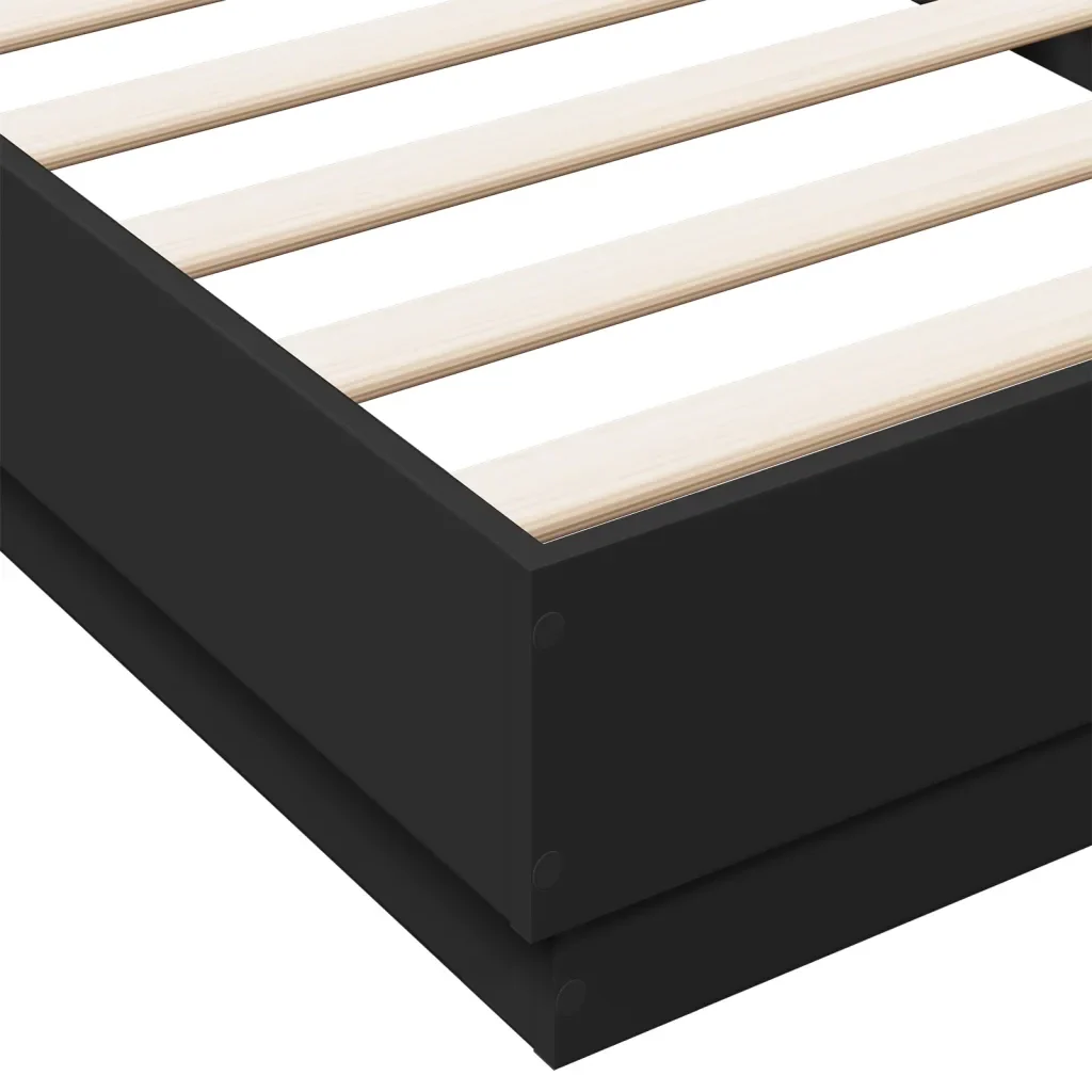 Letto singolo | Letto per adulti | Giroletto Nero 100x200 cm in Legno Multistrato - Image 7