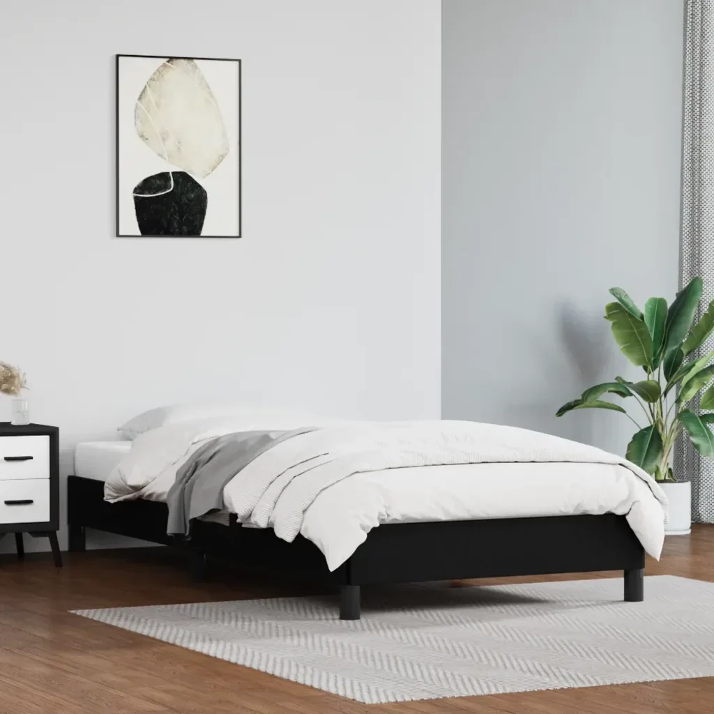 Letto singolo | Letto per adulti | Giroletto Nero 100x200 cm in Similpelle - Image 2
