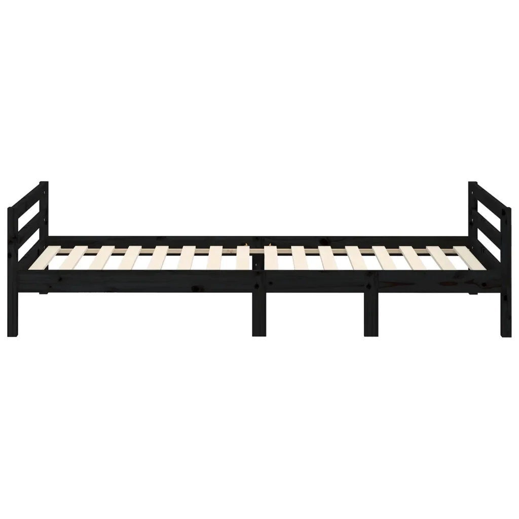 Letto singolo | Letto per adulti | Giroletto Nero 75x190 cm in Legno Massello di Pino - Image 6