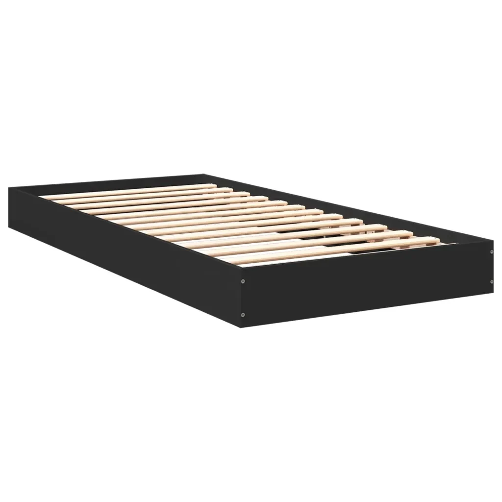 Letto singolo | Letto per adulti | Giroletto Nero 75x190 cm in Legno Multistrato - Image 3