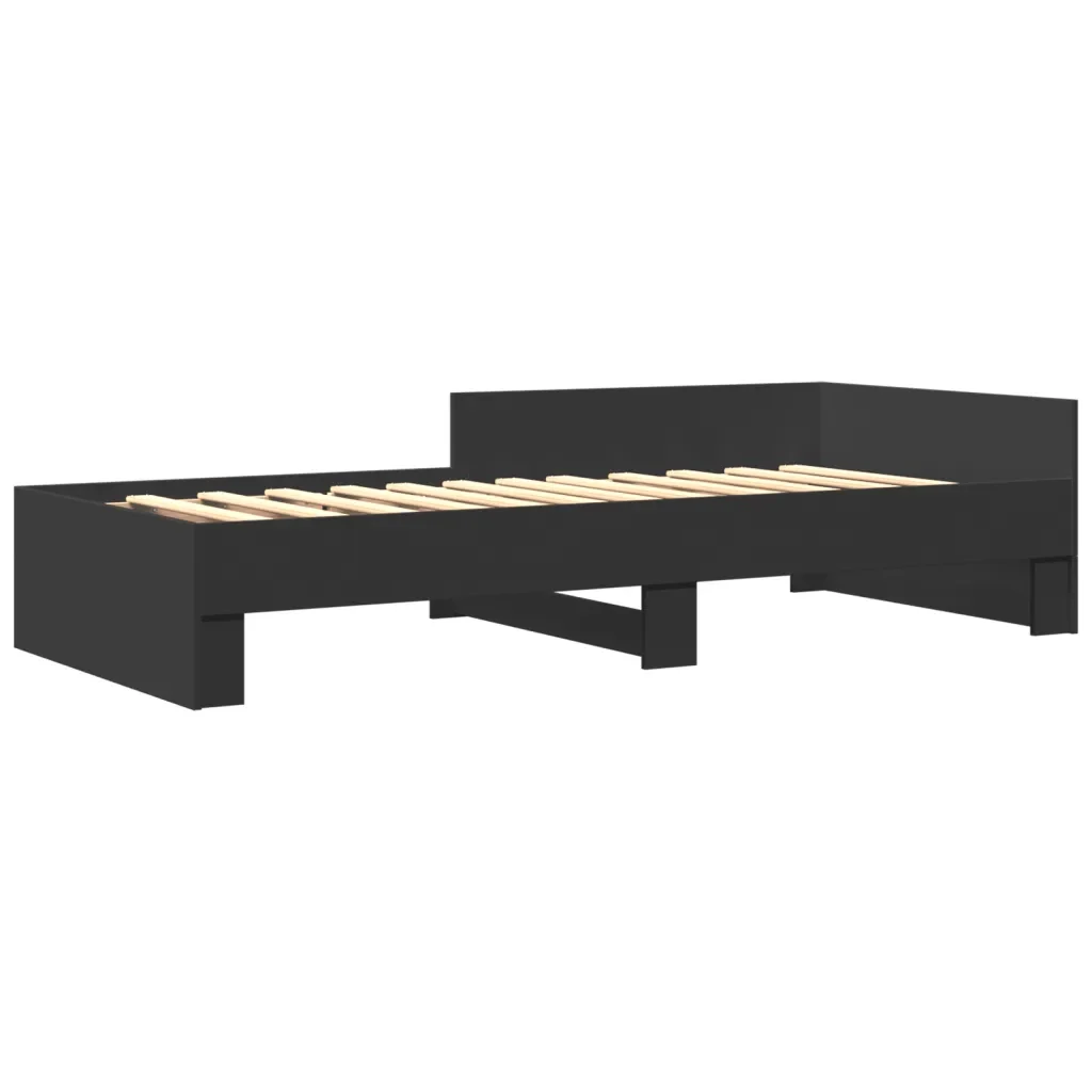 Letto singolo | Letto per adulti | Giroletto Nero 75x190 cm in Legno Multistrato - Image 3