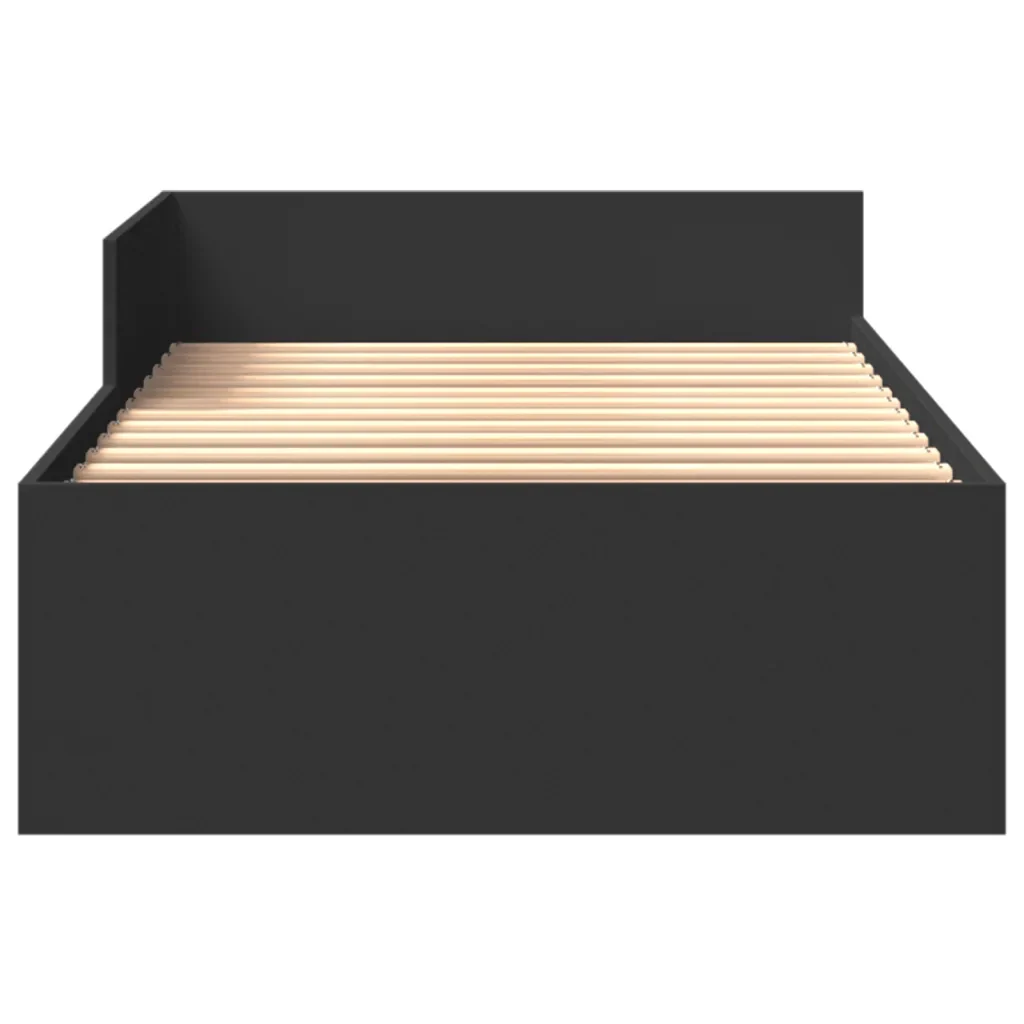 Letto singolo | Letto per adulti | Giroletto Nero 75x190 cm in Legno Multistrato - Image 5