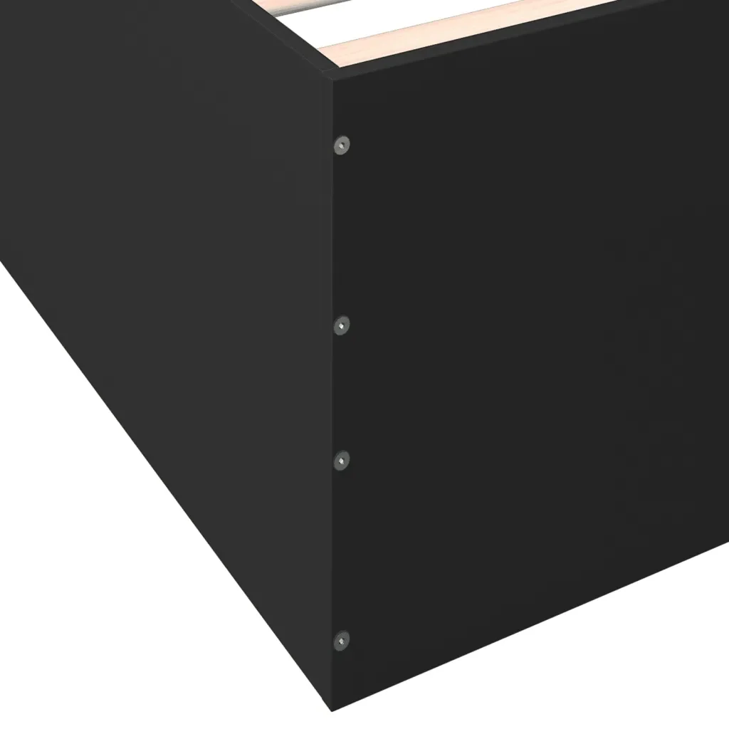 Letto singolo | Letto per adulti | Giroletto Nero 75x190 cm in Legno Multistrato - Image 8