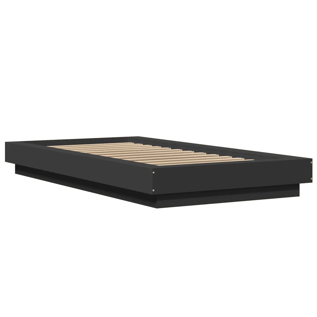 Letto singolo | Letto per adulti | Giroletto Nero 75x190 cm in Legno Multistrato - Image 3