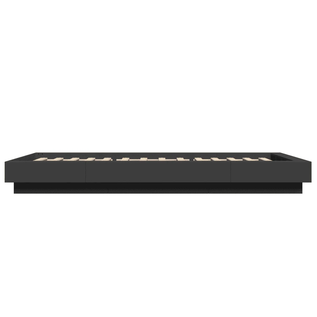 Letto singolo | Letto per adulti | Giroletto Nero 75x190 cm in Legno Multistrato - Image 5