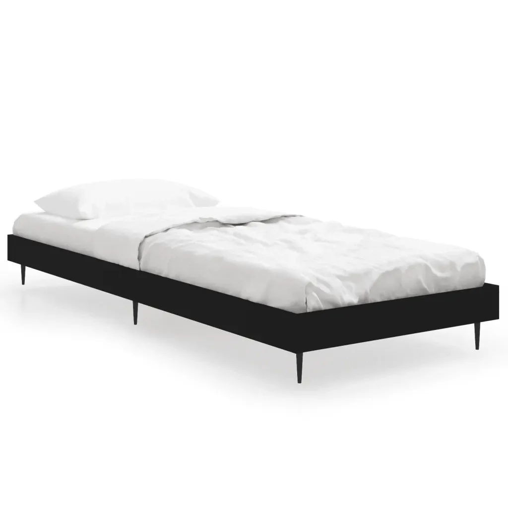 Letto singolo | Letto per adulti | Giroletto Nero 75x190 cm in Legno Multistrato