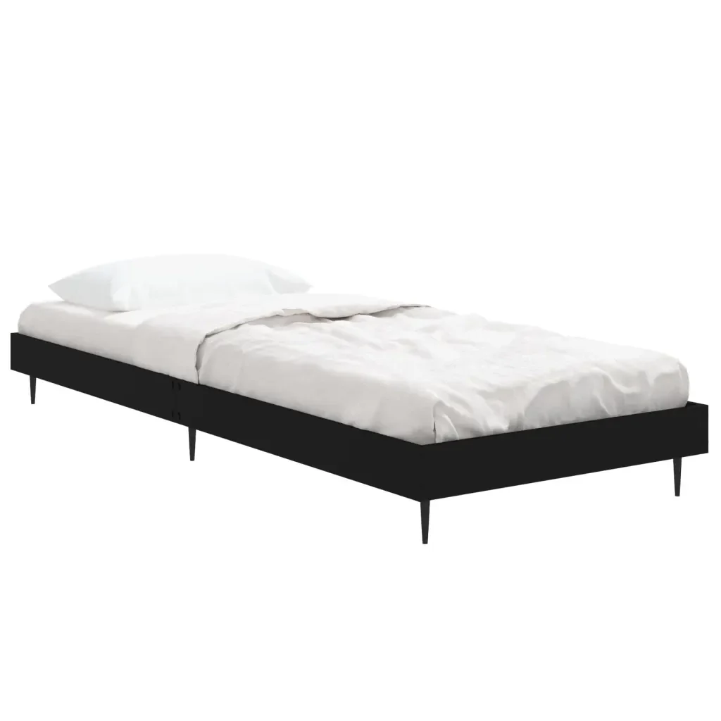 Letto singolo | Letto per adulti | Giroletto Nero 75x190 cm in Legno Multistrato - Image 3