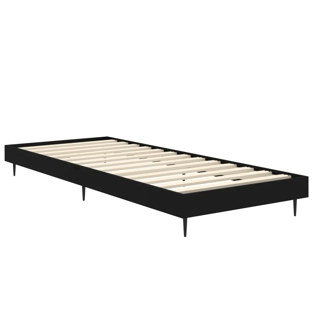 Letto singolo | Letto per adulti | Giroletto Nero 75x190 cm in Legno Multistrato - Image 5