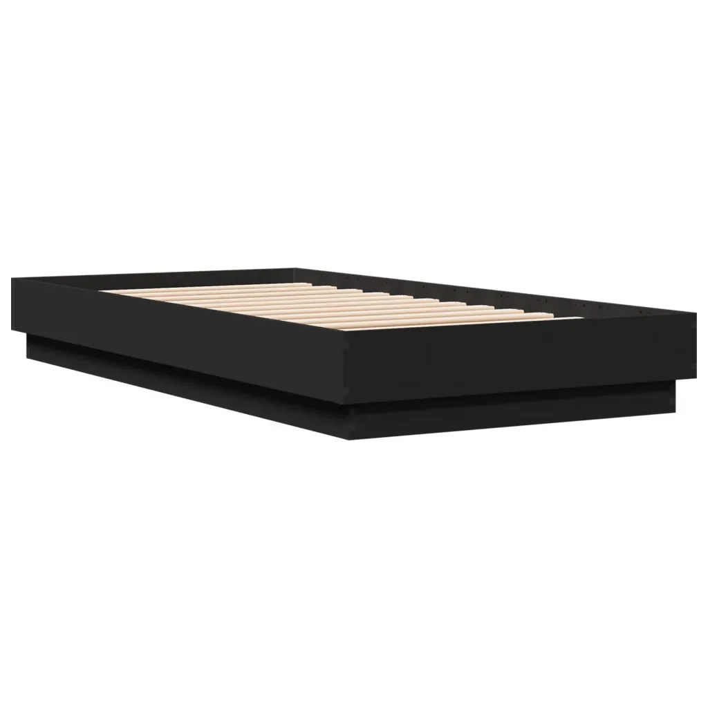 Letto singolo | Letto per adulti | Giroletto Nero 75x190 cm in Legno Multistrato - Image 4