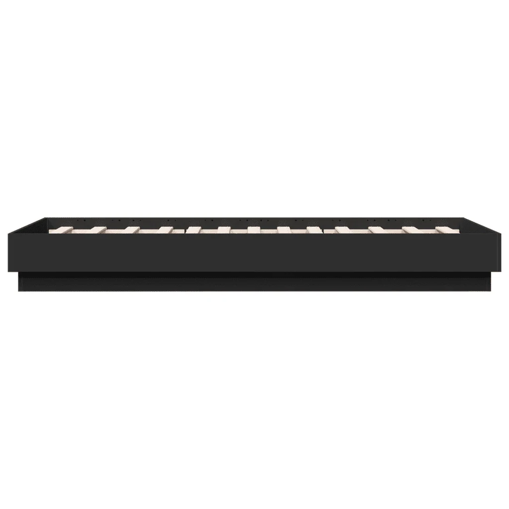 Letto singolo | Letto per adulti | Giroletto Nero 75x190 cm in Legno Multistrato - Image 5