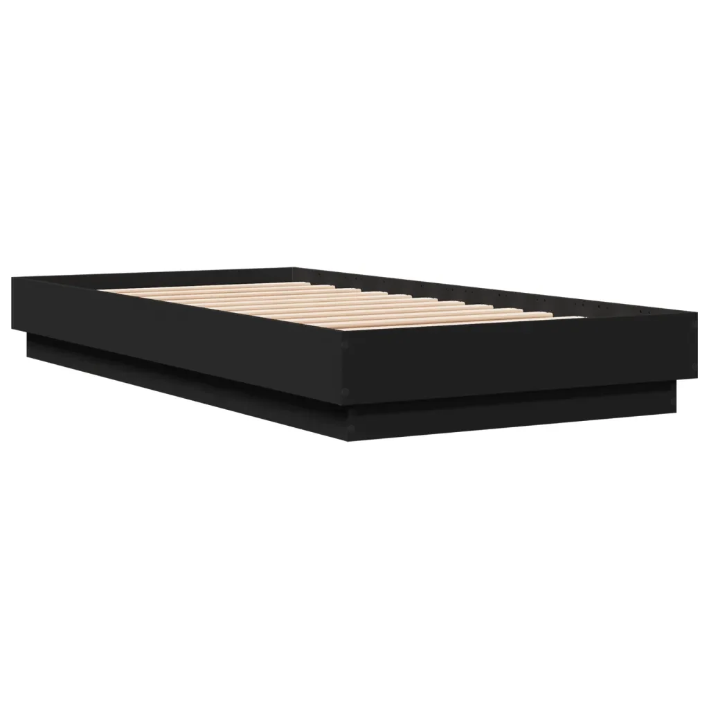 Letto singolo | Letto per adulti | Giroletto Nero 75x190 cm in Legno Multistrato - Image 6