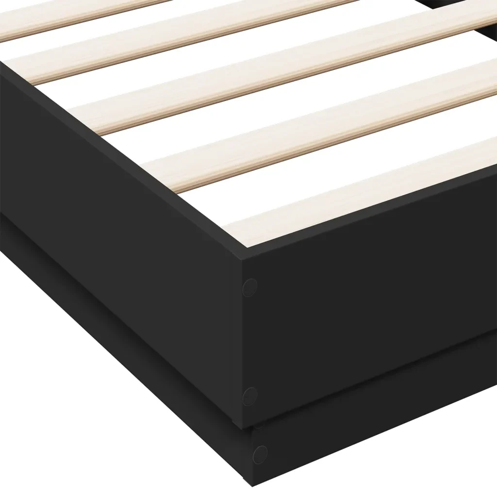 Letto singolo | Letto per adulti | Giroletto Nero 75x190 cm in Legno Multistrato - Image 7