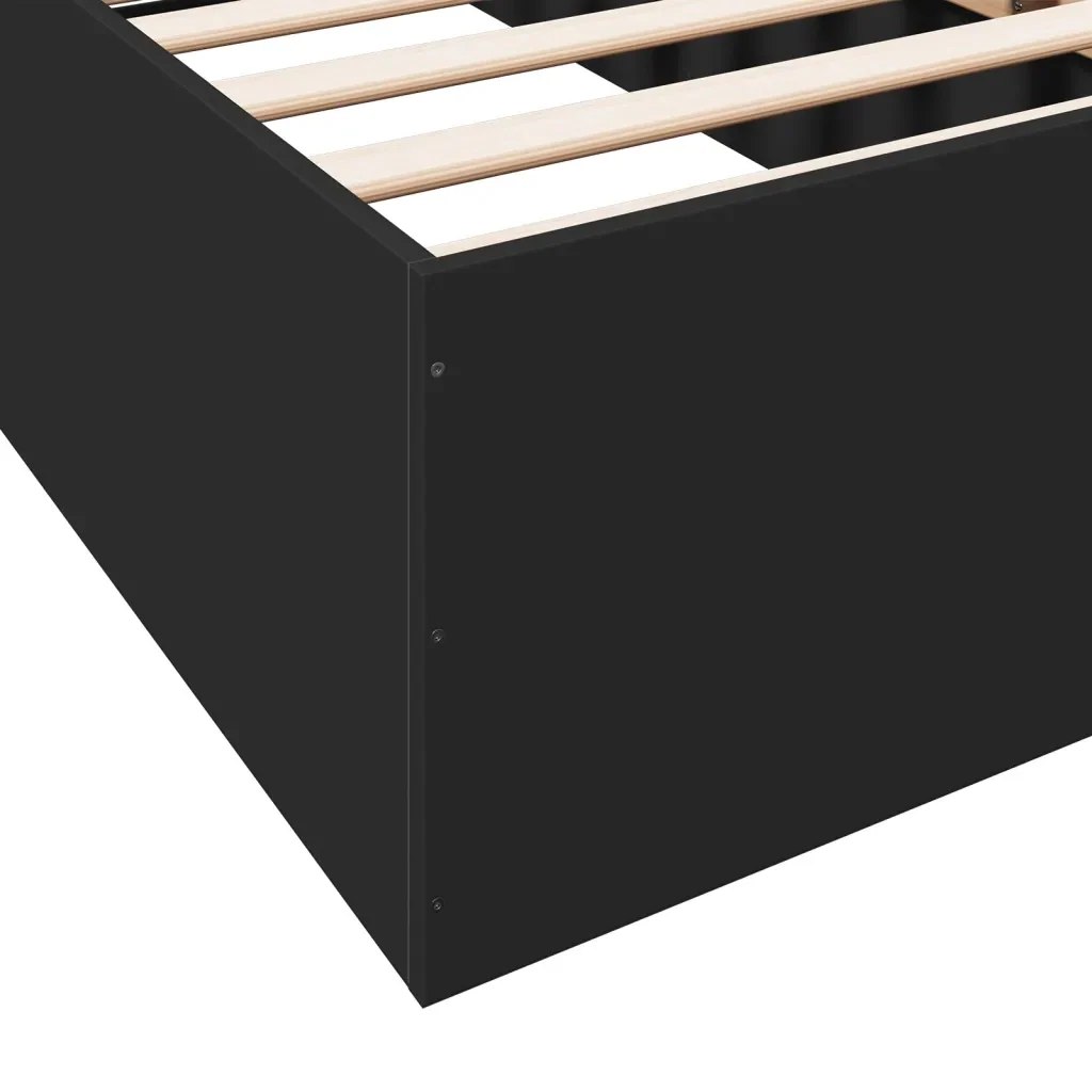 Letto singolo | Letto per adulti | Giroletto Nero 75x190 cm in Legno Multistrato - Image 8