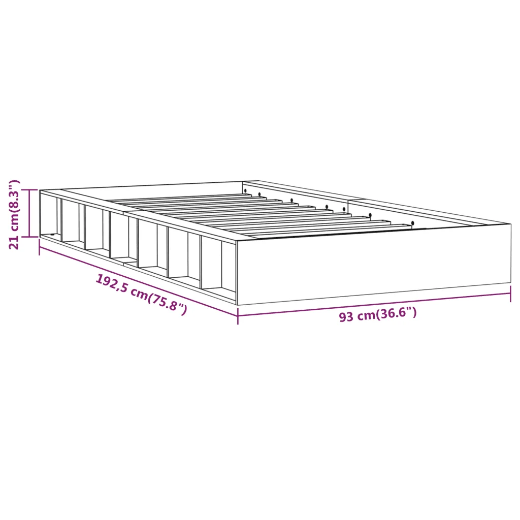 Letto singolo | Letto per adulti | Giroletto Nero 75x190 cm Small Single in Legno Massello - Image 8