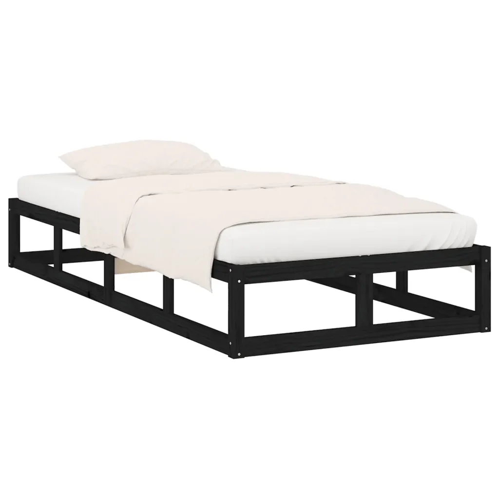 Letto singolo | Letto per adulti | Giroletto Nero 75x190 cm Small Single in Legno Massello - Image 3