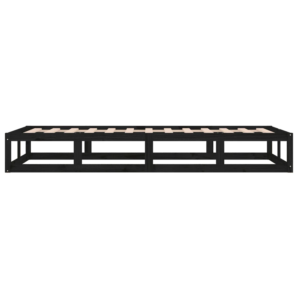 Letto singolo | Letto per adulti | Giroletto Nero 75x190 cm Small Single in Legno Massello - Image 6