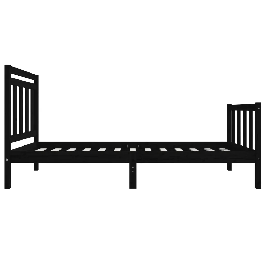 Letto singolo | Letto per adulti | Giroletto Nero 75x190 cm Small Single in Legno Massello - Image 5