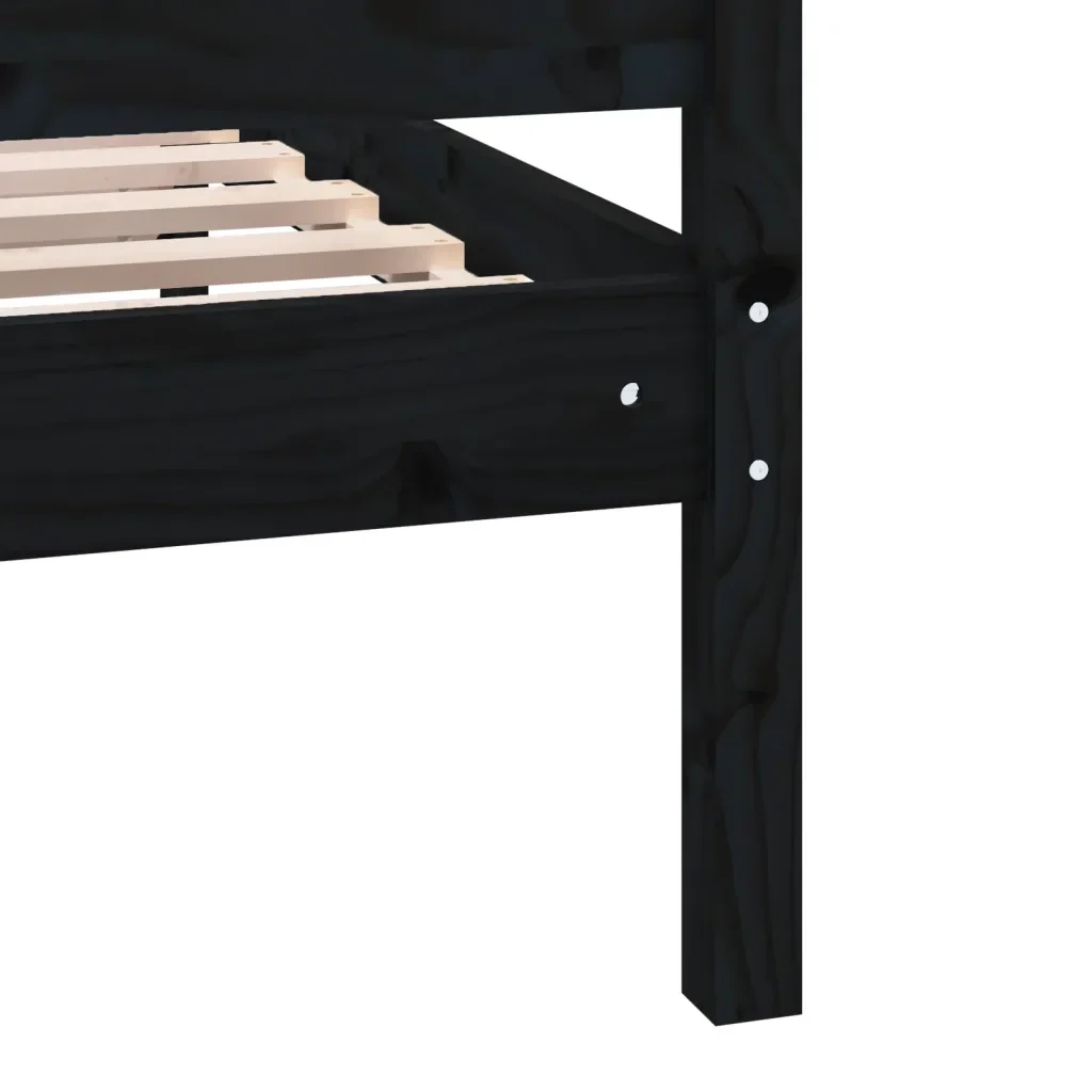Letto singolo | Letto per adulti | Giroletto Nero 75x190 cm Small Single in Legno Massello - Image 7