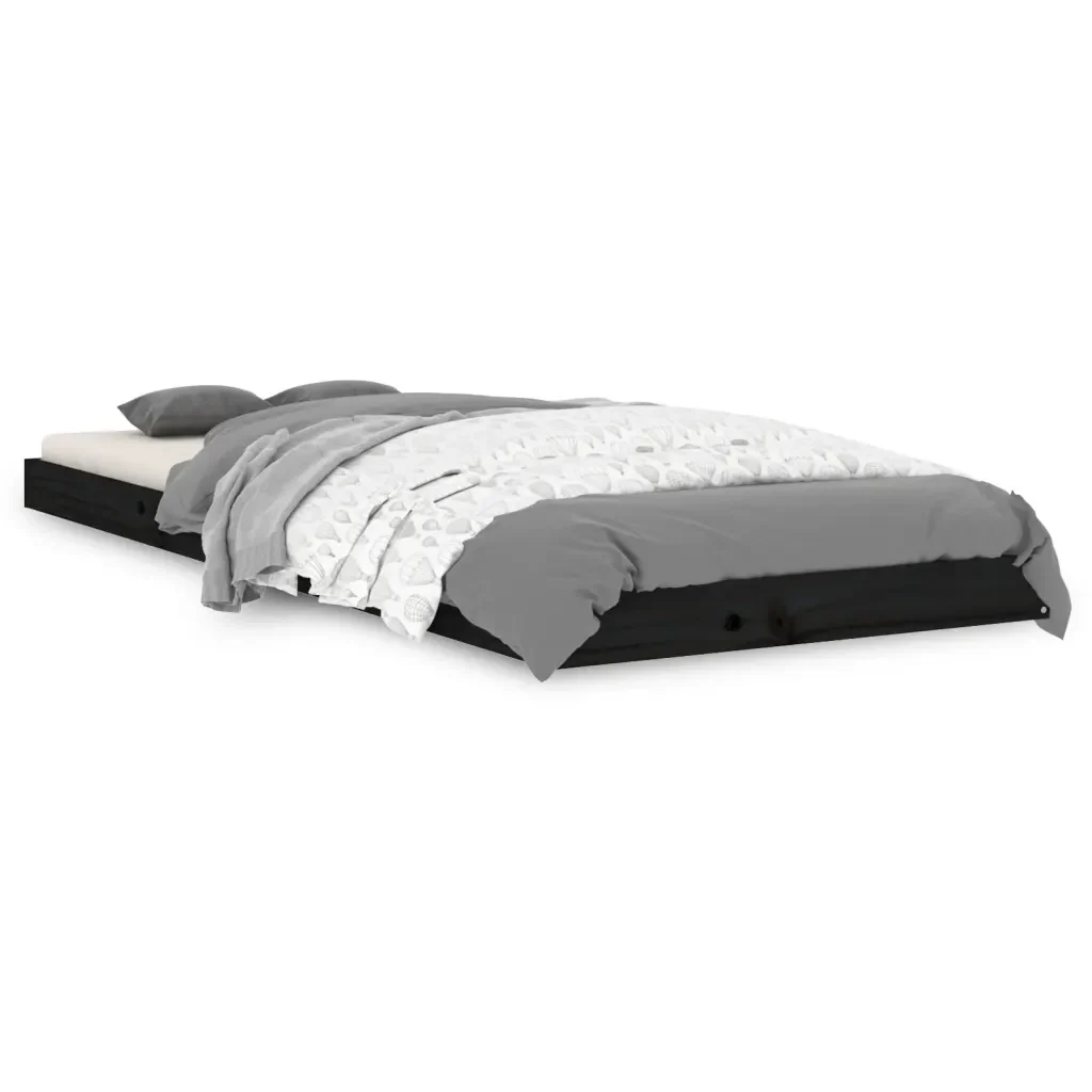Letto singolo | Letto per adulti | Giroletto Nero 75x190 cm Small Single in Legno Massello di Pino