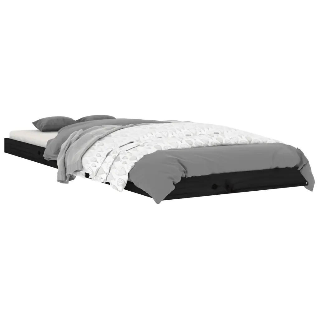 Letto singolo | Letto per adulti | Giroletto Nero 75x190 cm Small Single in Legno Massello di Pino - Image 4