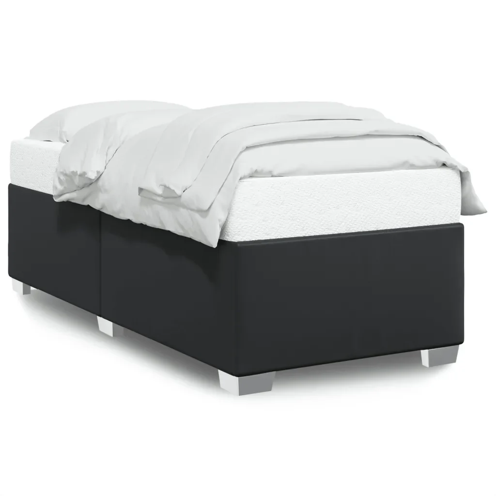 Letto singolo | Letto per adulti | Giroletto Nero 80x200 cm in Similpelle