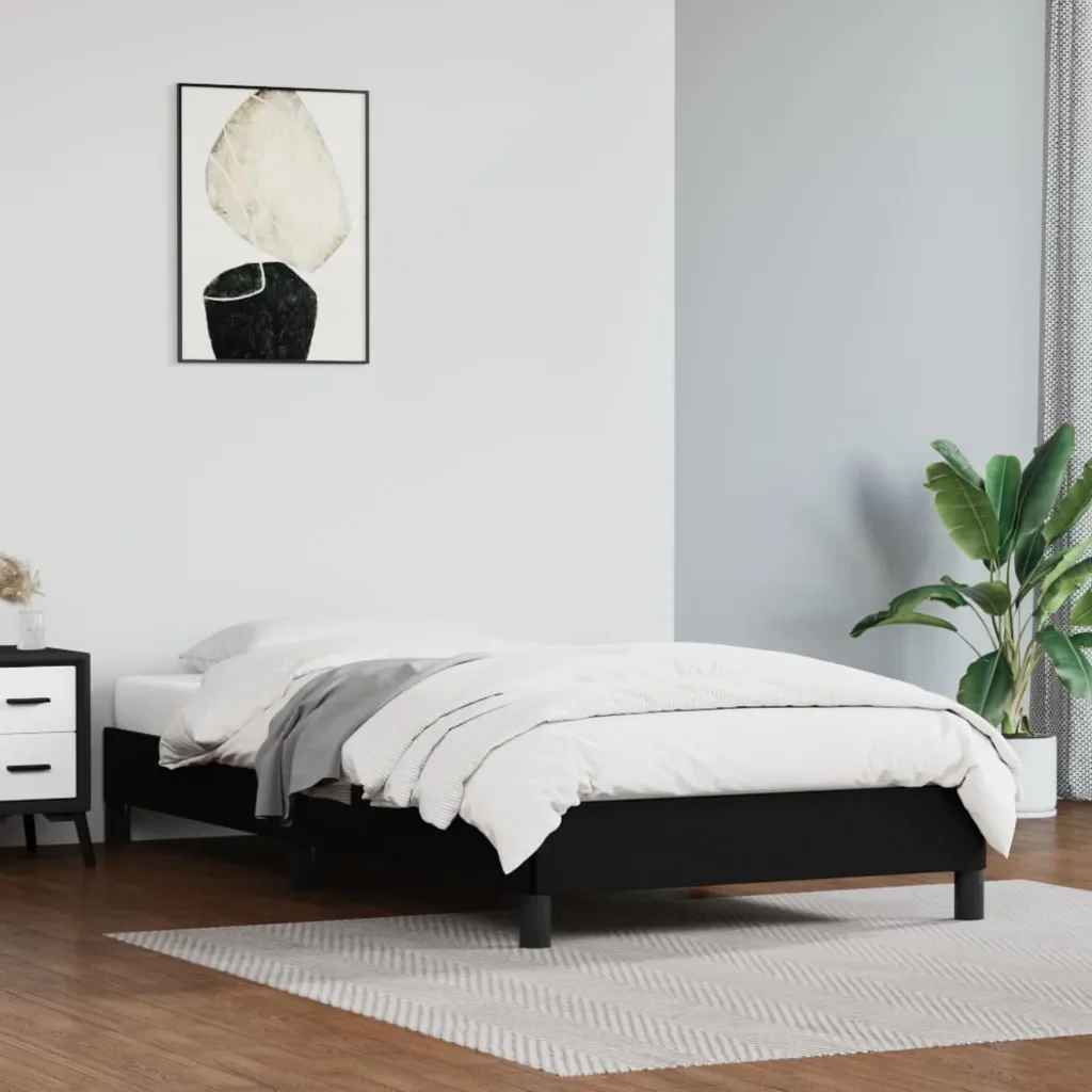 Letto singolo | Letto per adulti | Giroletto Nero 80x200 cm in Similpelle - Image 2