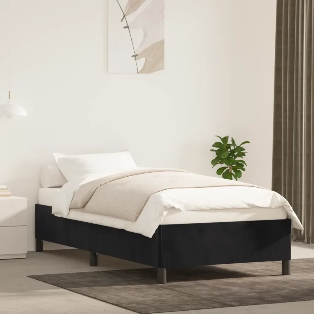 Letto singolo | Letto per adulti | Giroletto Nero 80x200 cm in Velluto - Image 2