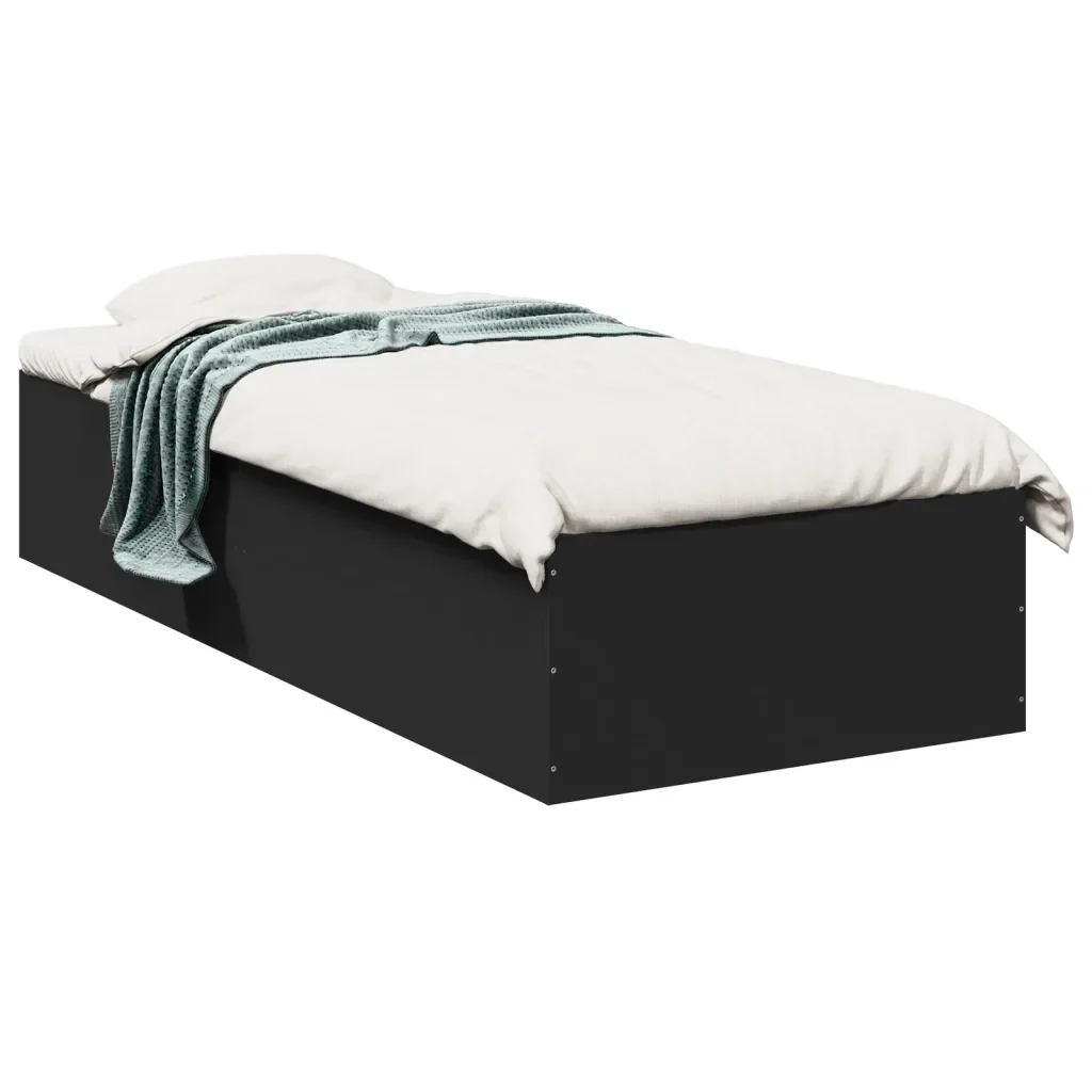 Letto singolo | Letto per adulti | Giroletto Nero 90x190 cm in Legno Multistrato - Image 2