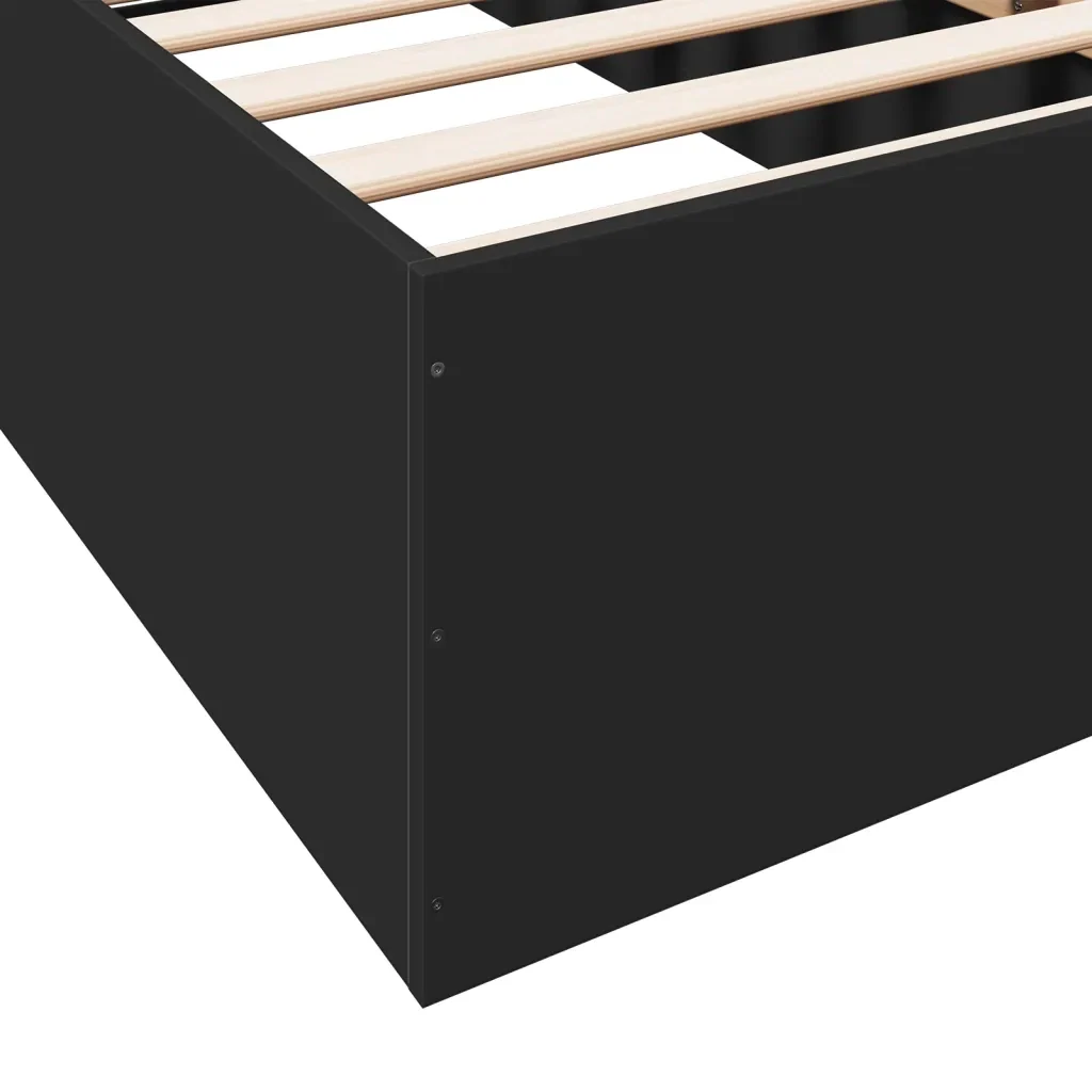 Letto singolo | Letto per adulti | Giroletto Nero 90x190 cm in Legno Multistrato - Image 7