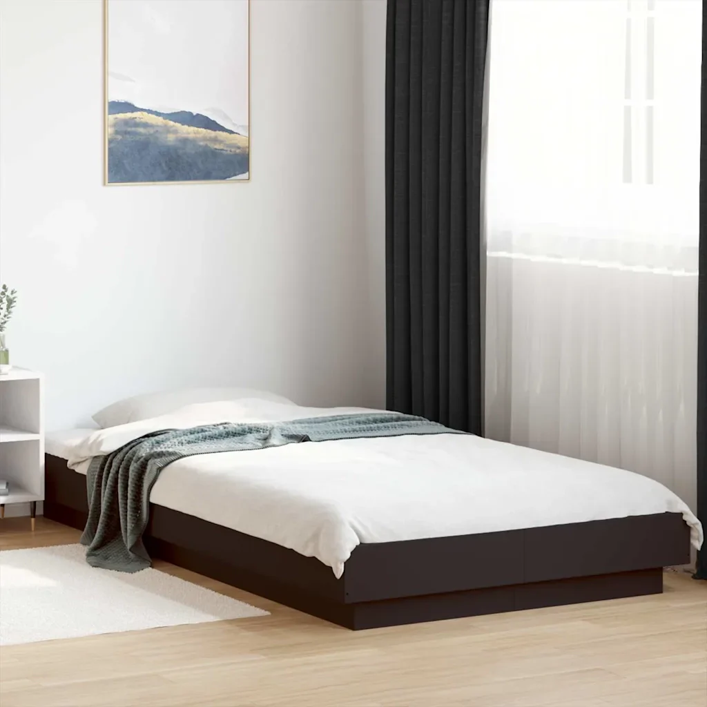 Letto singolo | Letto per adulti | Giroletto Nero 90x190 cm in Legno Multistrato - Image 2