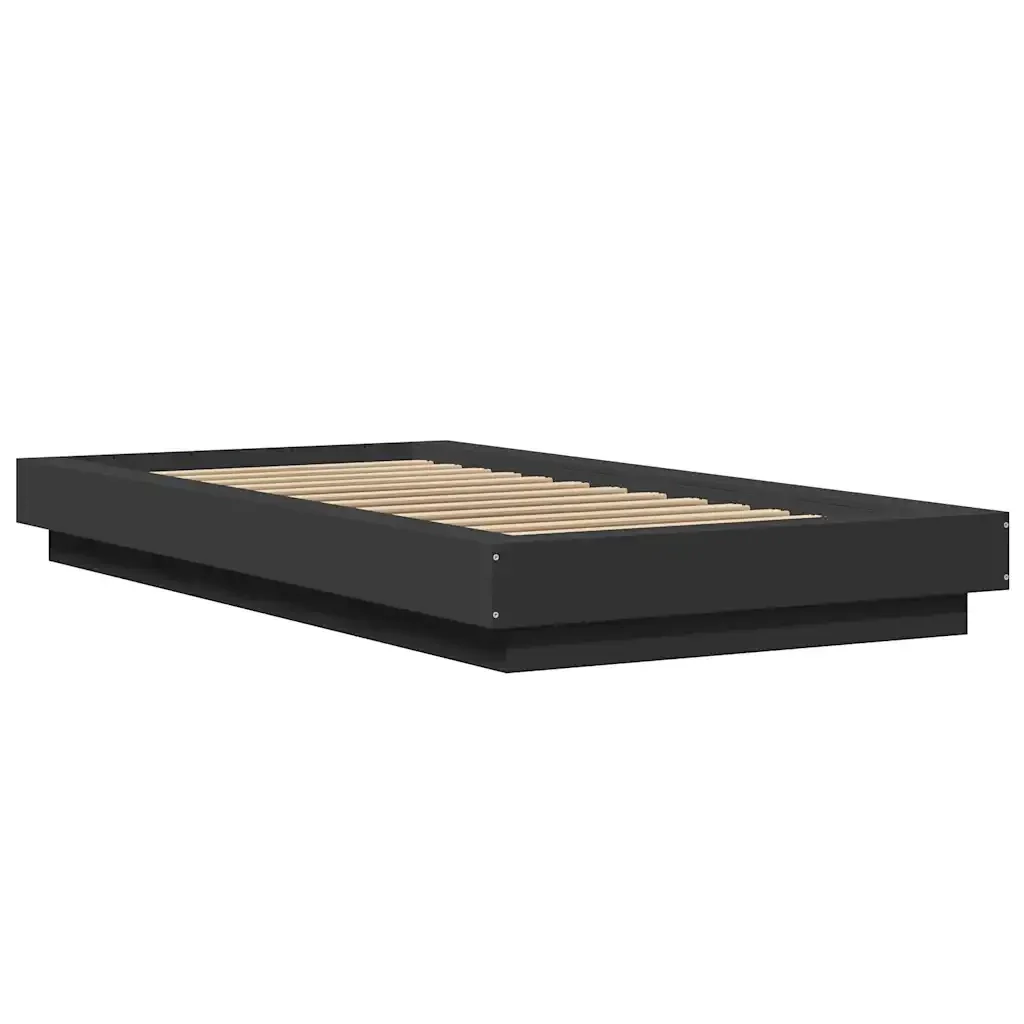 Letto singolo | Letto per adulti | Giroletto Nero 90x190 cm in Legno Multistrato - Image 4